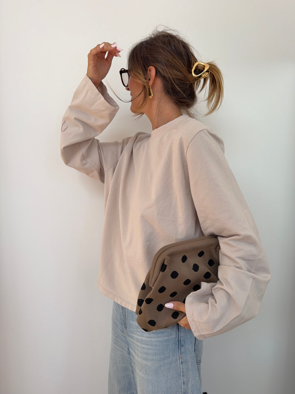 Haut manches longues dos nu - beige