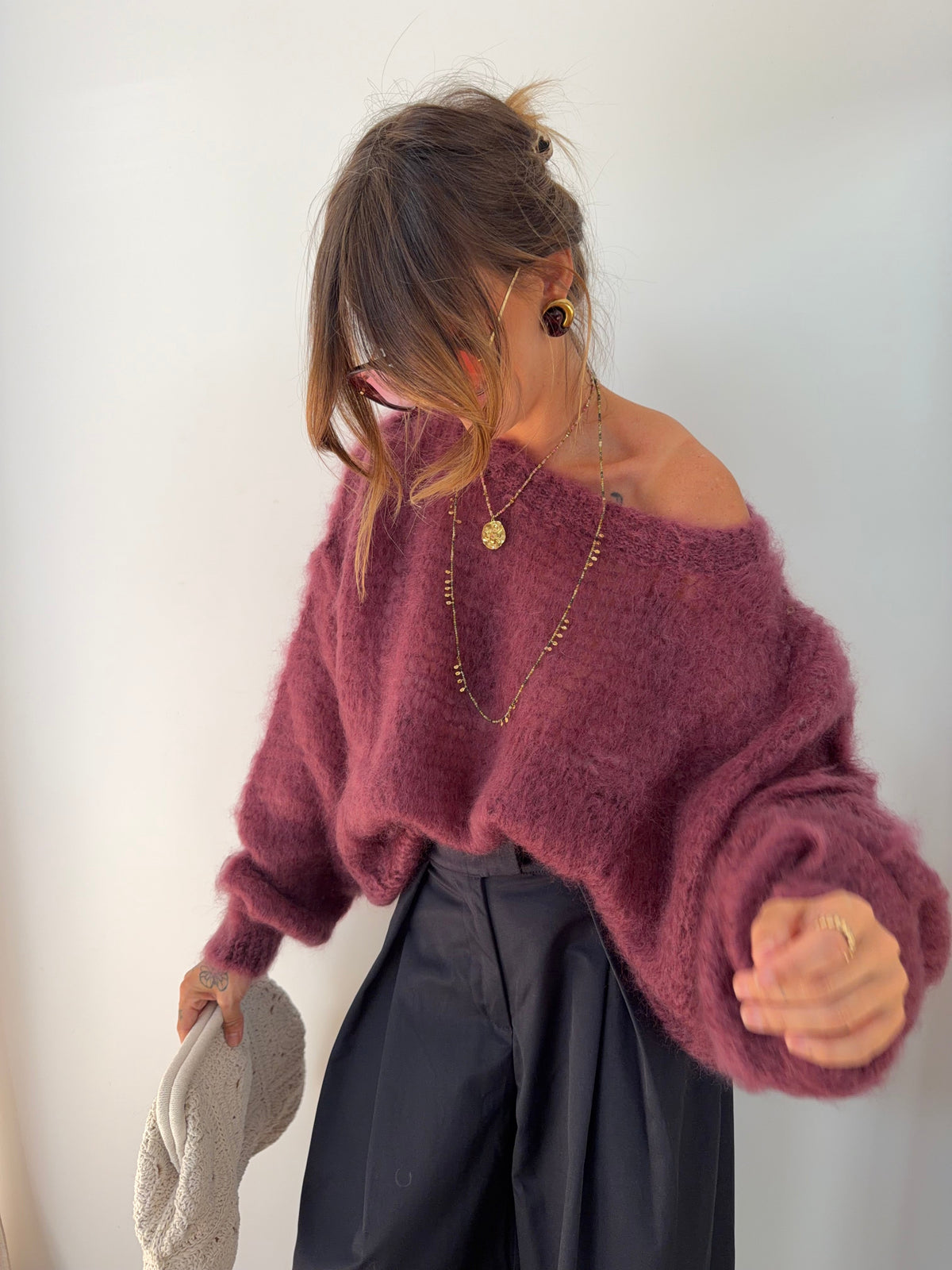 Pull 80% Mohair - vino