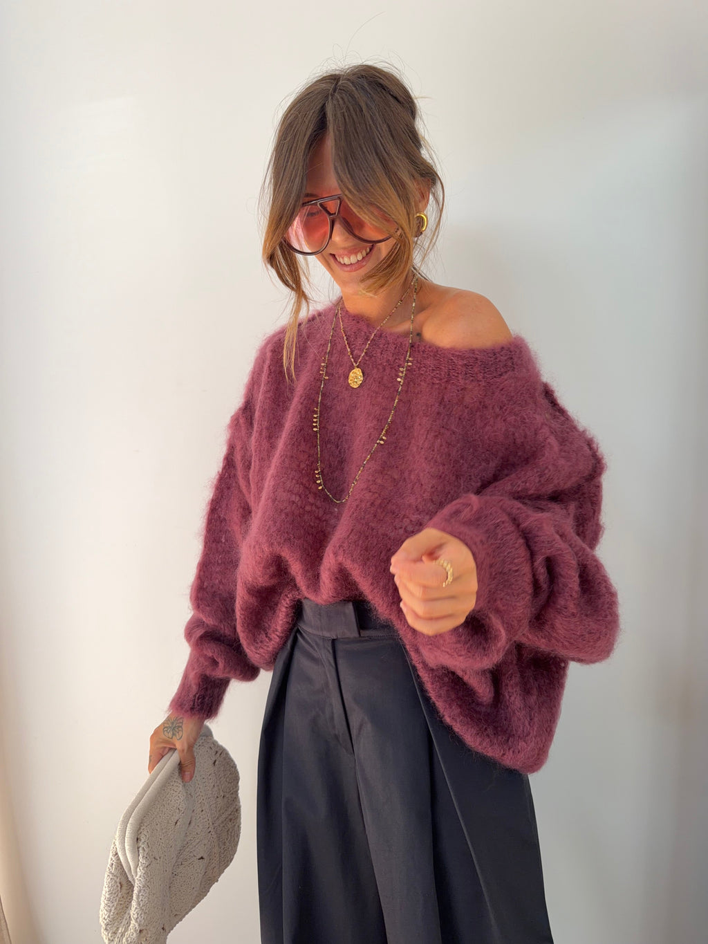 Pull 80% Mohair - vino