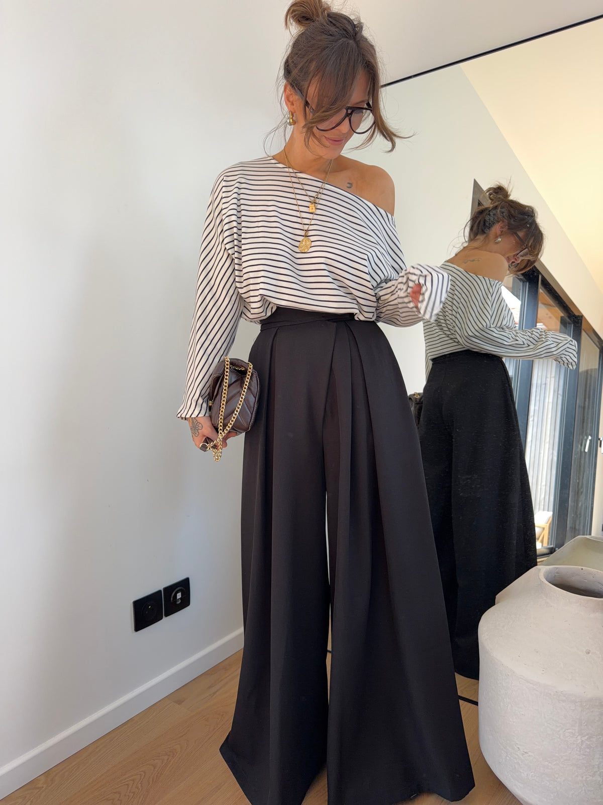 Pantalon portefeuille à scratch - noir