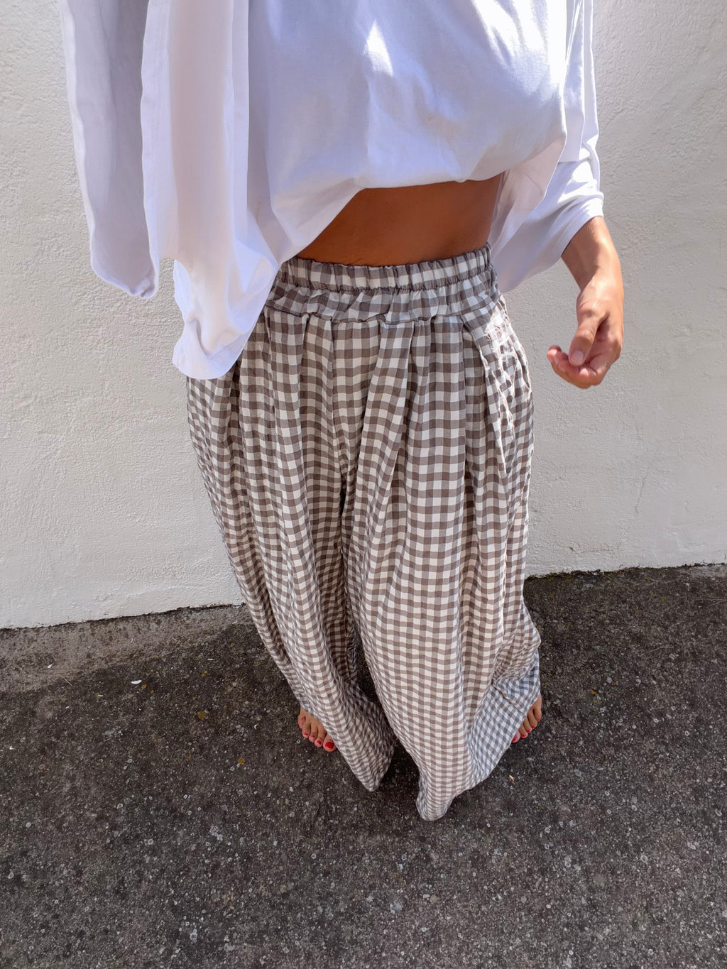Pantalon à carreaux - taupe