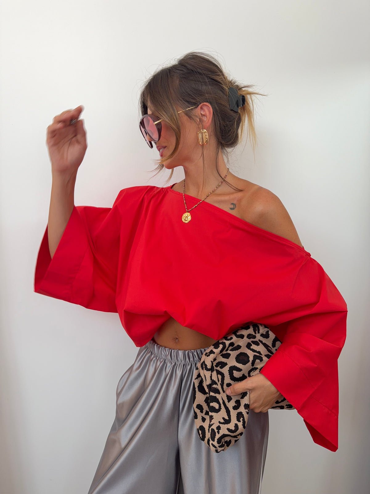 Blouse asymétrique - rouge